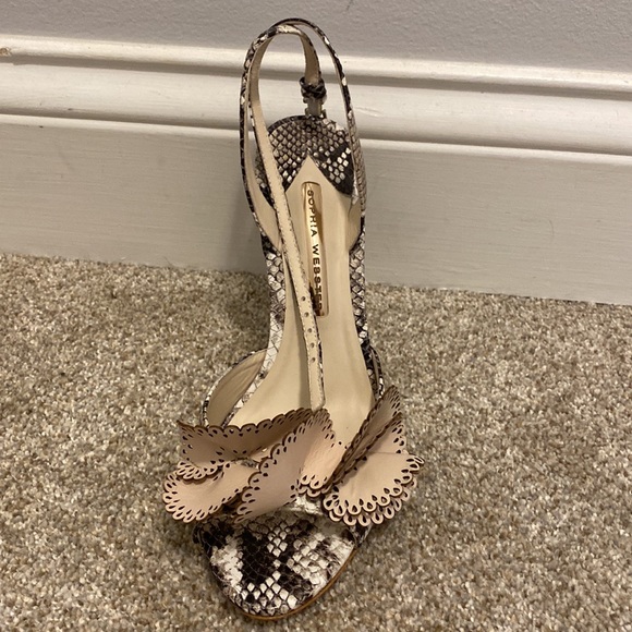 NIB Sophia Webster soleil sandal in nude and snake. Size 39.5 - Picture 7 of 16
